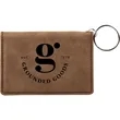 Dark Brown Leatherette Keychain ID Holder