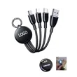 Custom 3-in-1 LED Logo USB Charging Cables Keychain