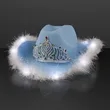 Pastel Blue Cowgirl Queen Light Up Hats
