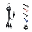 Custom 3-in-1 LED Logo USB Charging Cables Keychain