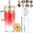 24oz Glass Tumbler with Lids and Straws
