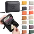 Compact Zippered Coin Pocket Genuine Cowhide RFID Wallet