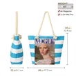 Striped Canvas Tote Shoulder Beach Bag w/Rope Handle