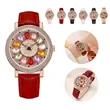 Rotating Large Dial Starry Rhinestone Leather Strap Watch