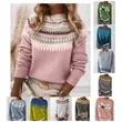 Round-neck,color-blocked knit sweater/pullover