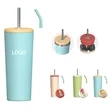 24oz Stainless Steel Tumbler with Lid & Reusable Straw