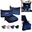 2-in-1 Portable Travel Blanket Pillow Flannel Cozy Throw
