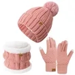 3 In 1 Winter Winter Knit Beanie Hat Scarf Gloves Set