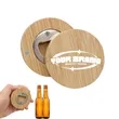 Wooden Round Beer Stainless Steel Magnetic Bottle Opener