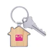 Bamboo & Metal House Keychain