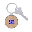 Bamboo & Metal Round Keychain