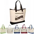Zipper Closure Two Tones 12 OZ Canvas Boat Tote Bag