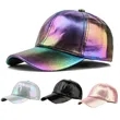 Fashion PU leather laser curved brim baseball cap