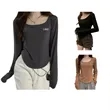Women's Long Sleeve Scoop Neck Slim-Fit T-Shirt