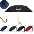 Auto Open Stick Umbrella Wooden handle