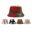 Street fashion thick plush warm grid fisherman hat