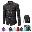 Polyester Printed Long Sleeve Button Down Fit Dress Shirt