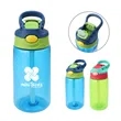 16oz Plastic Kids Water Bottle W/ Lid, Straw & Handle