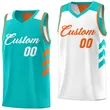 Custom Aqua White Reverse Double Side Top Basketball Jersey