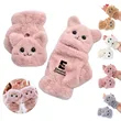 Plush Cat Mittens Cute Fuzzy Winter Gloves for Women