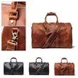 17.7in Leather Duffle Bag for Men with Shoulder Strap