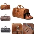21.7in Leather Duffle Bag with Shoe Compartment for Travel