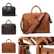 15in Leather Briefcase for Men with Shoulder Strap