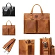 15in Leather Briefcase for Men with Double Front Pockets