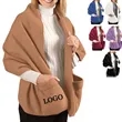 Fleece Wrap Shawl with Pockets