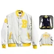 Varsity Bumble Baseball Letterman Leather Sleeves Jacket