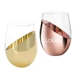 18oz Stemless Wine Glass with Electroplated Rim Design