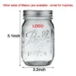 16oz Reusable Mason Glass Jar w/Lid 3''x5''