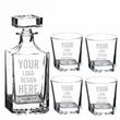 750ml Square Glass Decanter Set with 4 Glasses