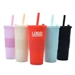 Customized double-layer large hole straw plastic cup