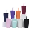 Customized double-layer straw plastic cup