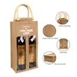 Burlap Wine Bottle Bag With Cane Handle