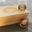 Staten 2-Piece Rocks Glass Set in Engraved Pine Box
