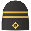 Cuff Striped Toque - Acrylic Rib Knit - Black w/YellowGold