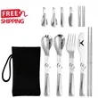 Foldable Stainless Steel Camping Utensil Set