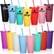 24OZ solid color PP straw cup