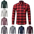 Gentle Men's Plaid Cotton Long Sleeve Button Down Gingham Sh