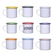 11 oz Enamel Campfire Mug Colored Rim Cup For Coffee Tea