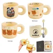 14 oz Cute Cream Yellow Bear Ceramic Mug with Lid & Spoon