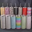 Sparkling Rhinestone 20oz Satinless Steel Tumbler with Straw