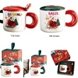 13.5 oz Christmas Ceramic Mug Gift Set with Lid & Spoon