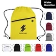 Non-Woven Sports Drawstring Bag with Front Zipper