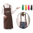 Double-Shoulder Canvas Kitchen Apron with 2 Pockets