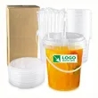 34oz Disposable Plastic Cups with Lids and Straws