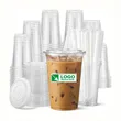 16 oz Clear Plastic Cups with Lids and Straws