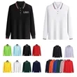 Solid Color Polo Shirts With Striped Cuffs And Necklines
